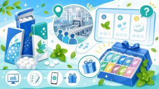 ミンティアWEB工場見学クイズでミンティア10種類が当たるキャンペーンをイメージしたアイキャッチ
