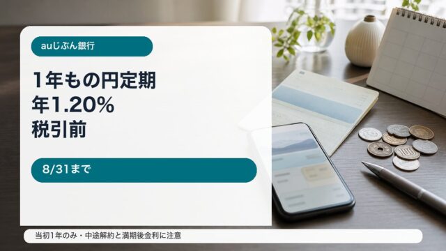 auじぶん銀行の夏の1年もの特別金利キャンペーンをイメージしたアイキャッチ