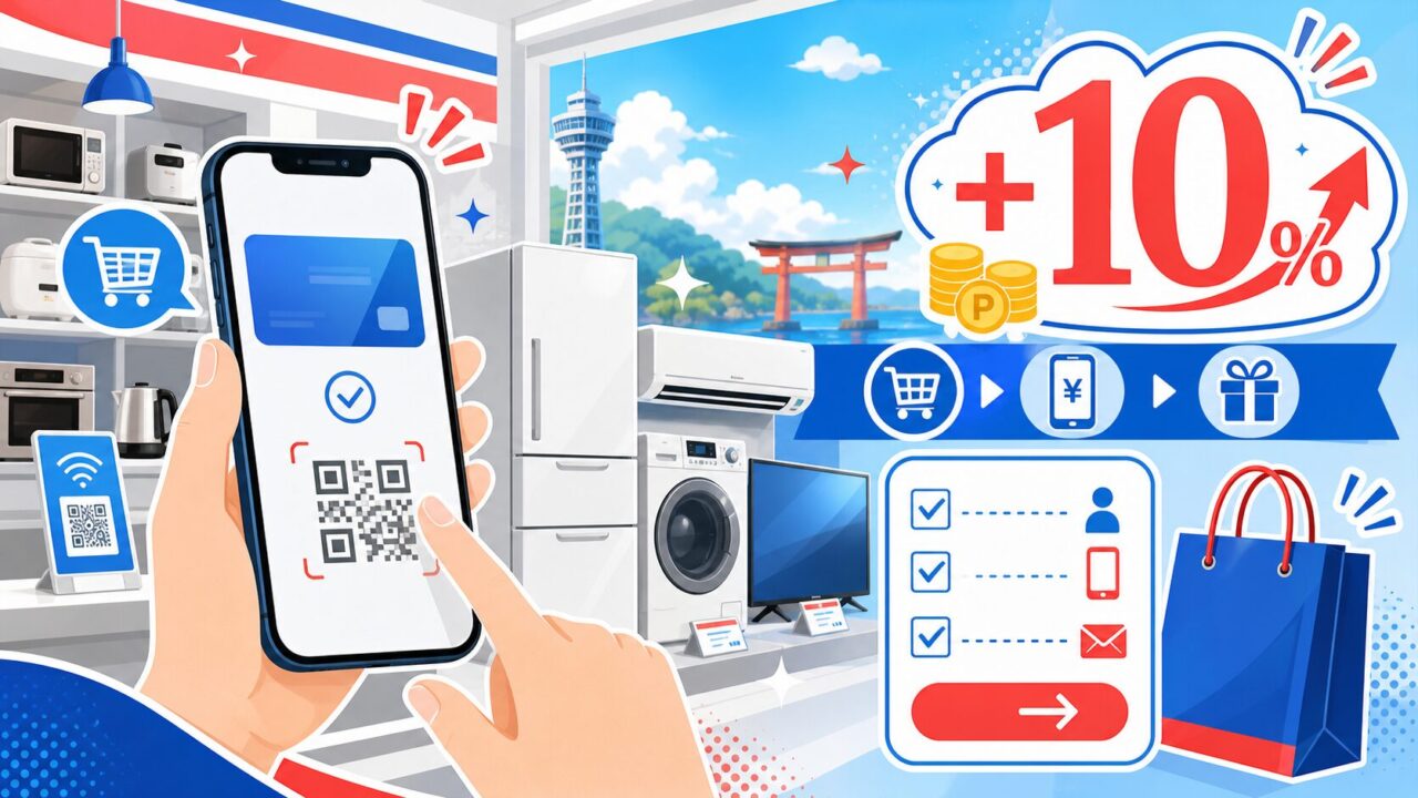 神奈川県内のコジマ店舗でd払いを使うと最大10%還元されるキャンペーンをイメージしたアイキャッチ