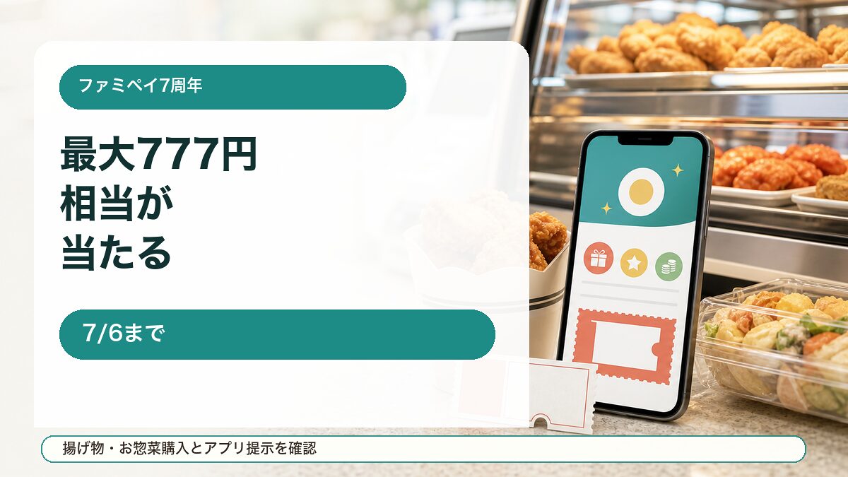 ファミペイ7周年記念キャンペーンをイメージしたアイキャッチ