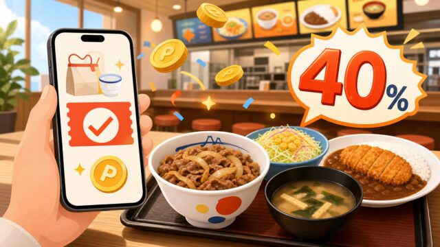 松屋アプリとPayPayクーポンのポイント還元キャンペーンをイメージしたアイキャッチ