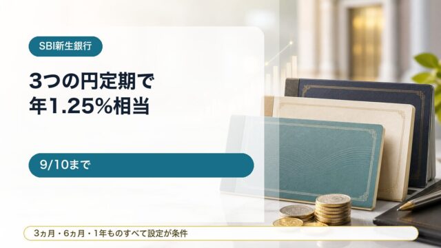 【9/10まで】SBI新生銀行 トリプル円定期預金キャンペーン！3期間すべて設定で年1.25%相当