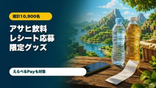 アサヒ飲料とマインクラフトのレシート応募キャンペーンをイメージしたアイキャッチ