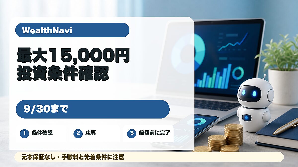 WealthNavi for auじぶん銀行キャンペーンを紹介するアイキャッチ