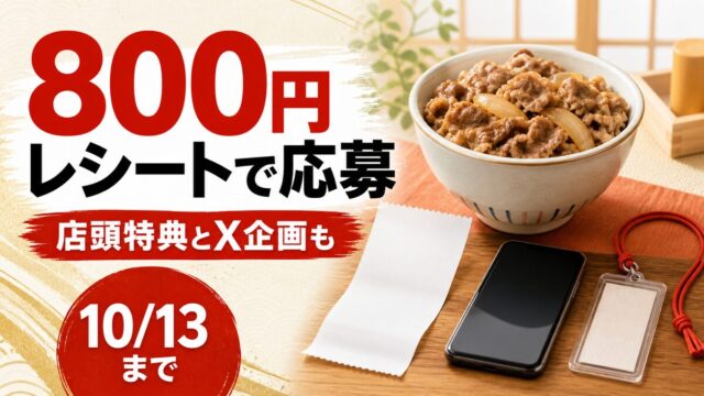 松屋とONE PIECEのレシート応募、店頭特典、X企画を整理したアイキャッチ