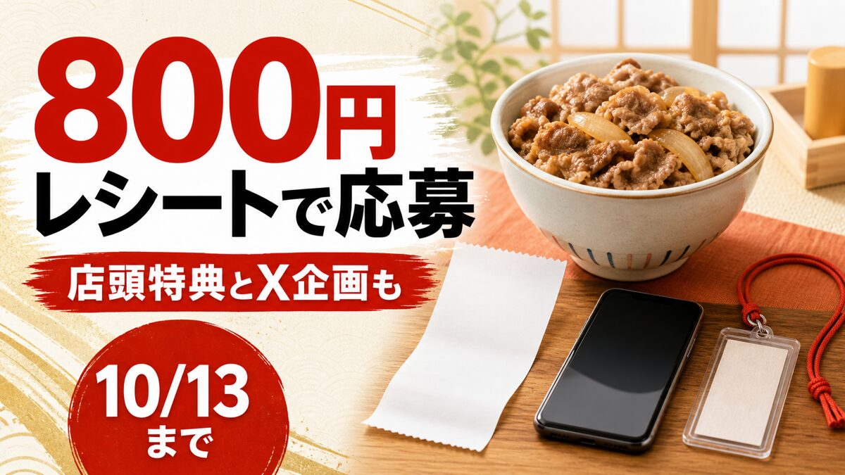 松屋とONE PIECEのレシート応募、店頭特典、X企画を整理したアイキャッチ