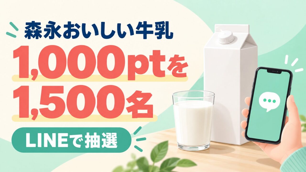 森永おいしい牛乳のLINE抽選で1000ポイントを1500名にプレゼント